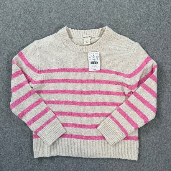 Crewcuts Factory Striped Slub Knit Sweater Girls Small 6/7 Crew Neck Pink CB142 - Picture 1 of 7